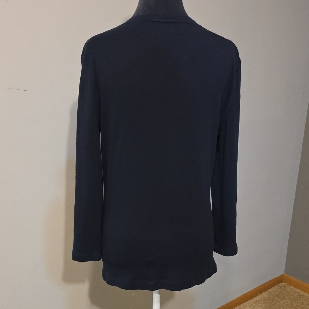 Jones New York Navy Long‎ Sleeve Top Sz Med - Picture 2 of 6